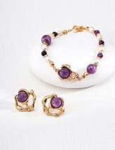 S925 Silver Vintage Amethyst Earrings Elegant Gemstone Jewelry