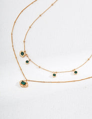 Minimalist Malachite Necklace for Women Natural Green Gemstone Jewelry