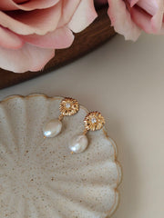 Sunflower Baroque Pearl Stud