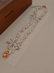 Irregular Pearl Rose Necklace
