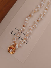 Irregular Pearl Rose Necklace