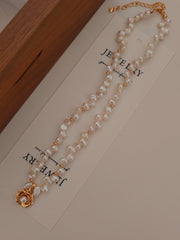 Irregular Pearl Rose Necklace
