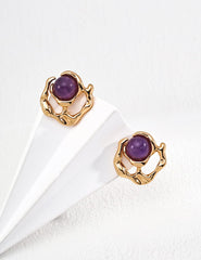 S925 Silver Vintage Amethyst Earrings Elegant Gemstone Jewelry