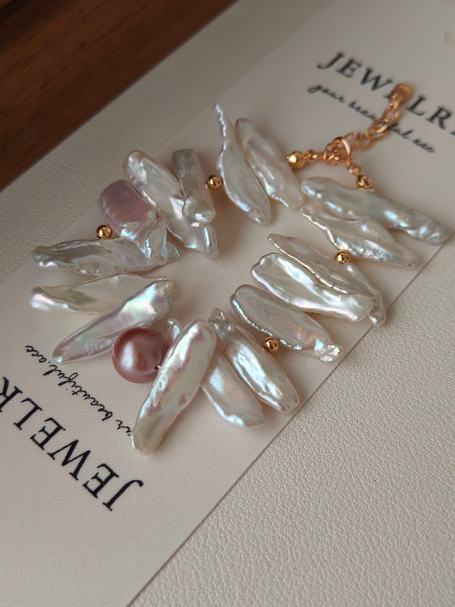 18k Gold Plated Natural Freshwater Pearl Bracelet 