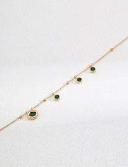 Minimalist Malachite Necklace for Women Natural Green Gemstone Jewelry