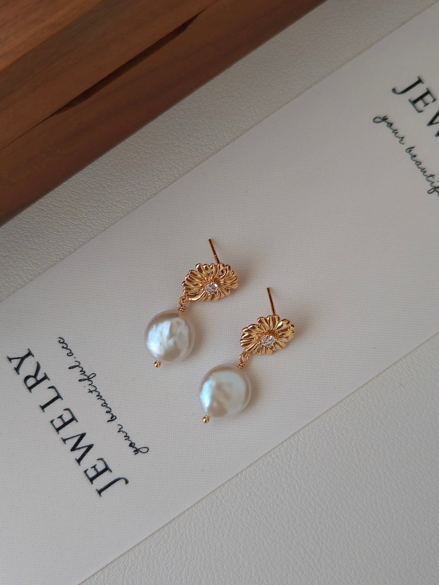 Sunflower Baroque Pearl Stud