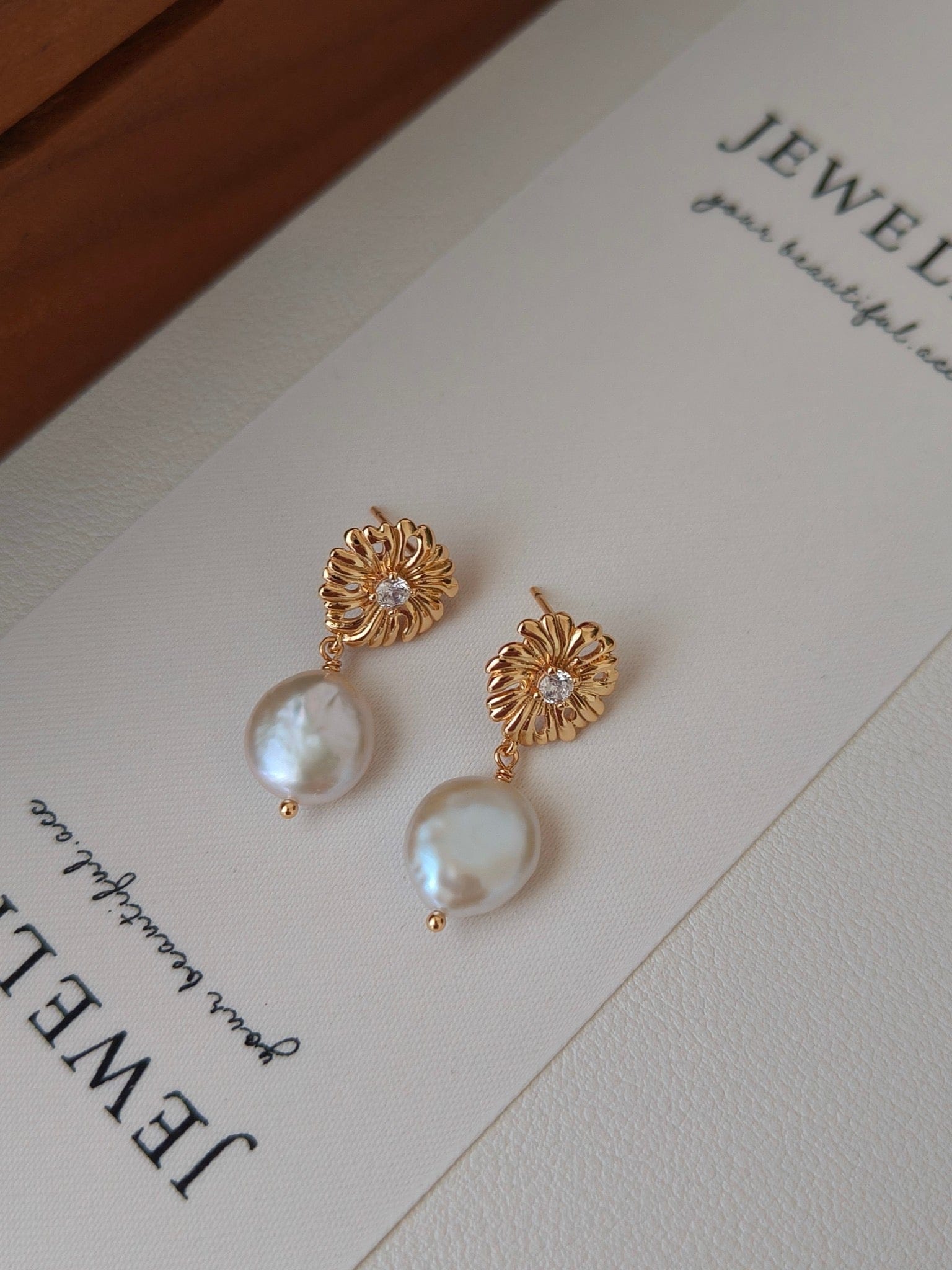 Sunflower Baroque Pearl Stud