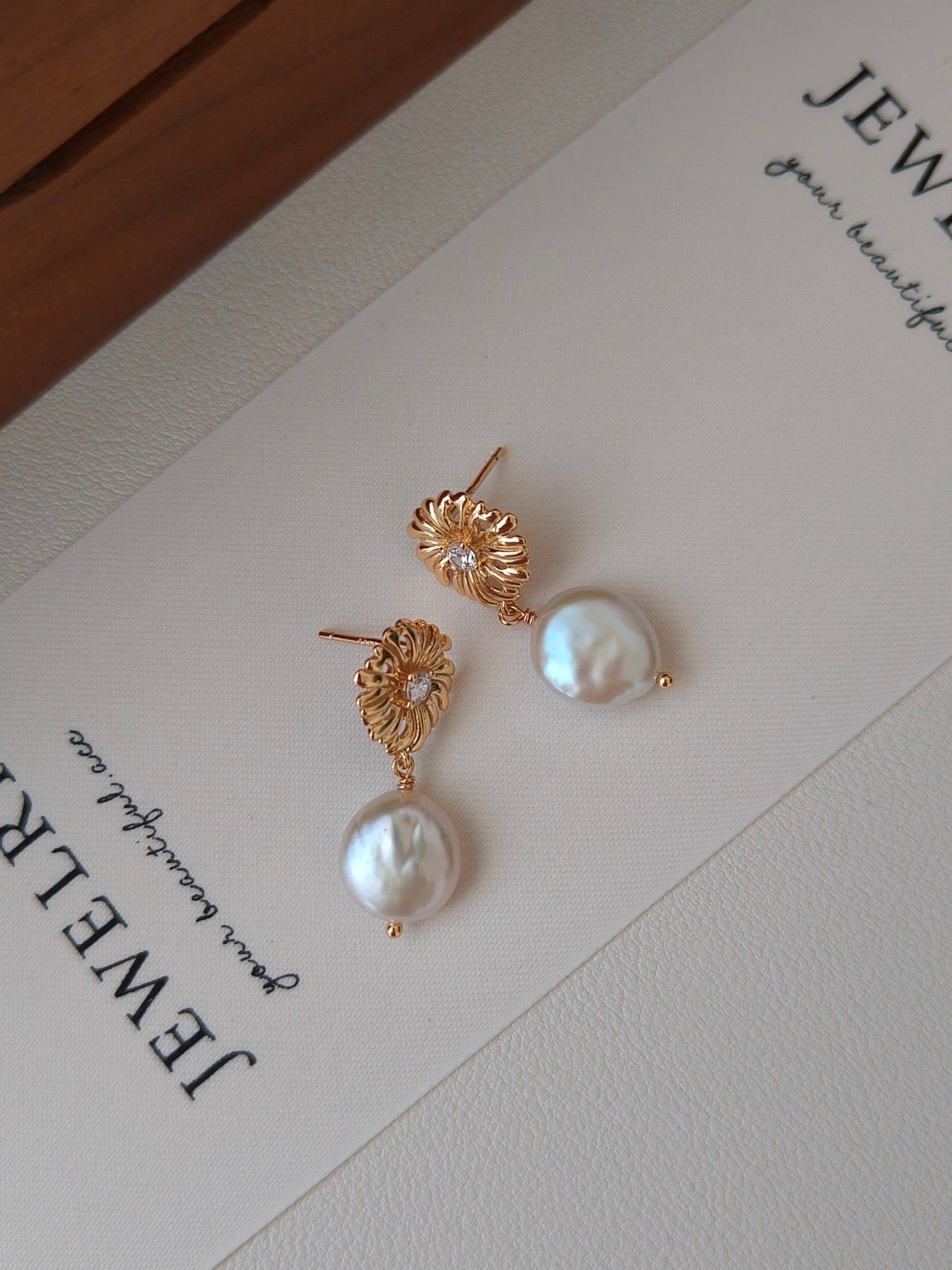 Sunflower Baroque Pearl Stud