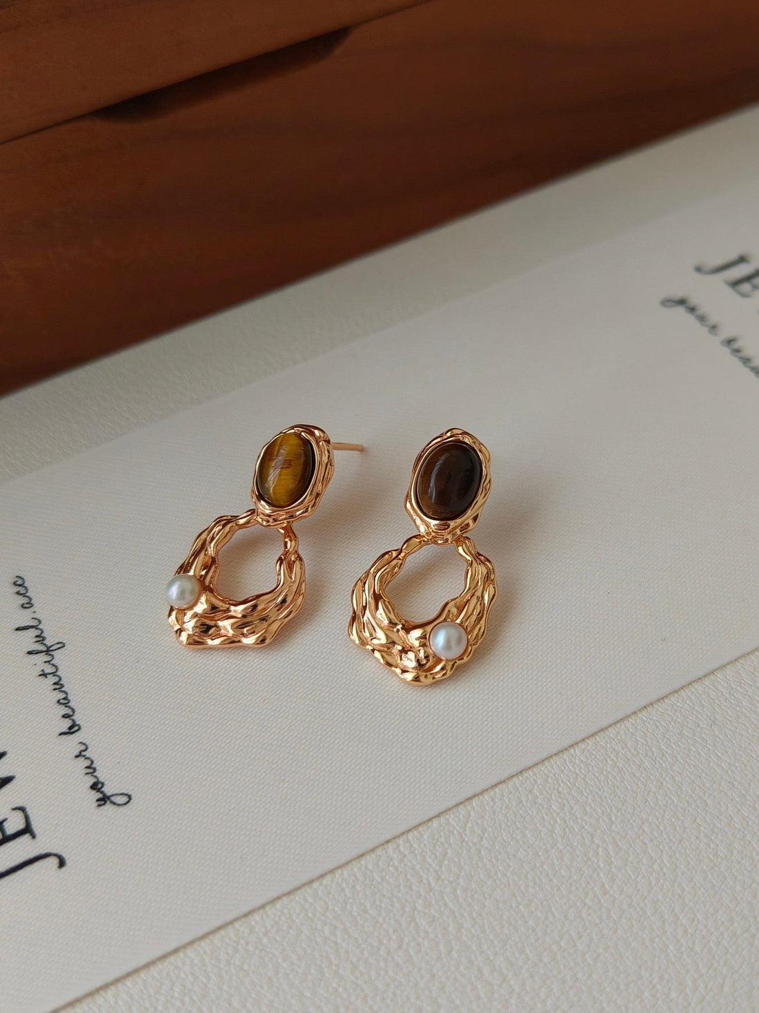 Tiger's Eye Stone Earrings | The Aethels