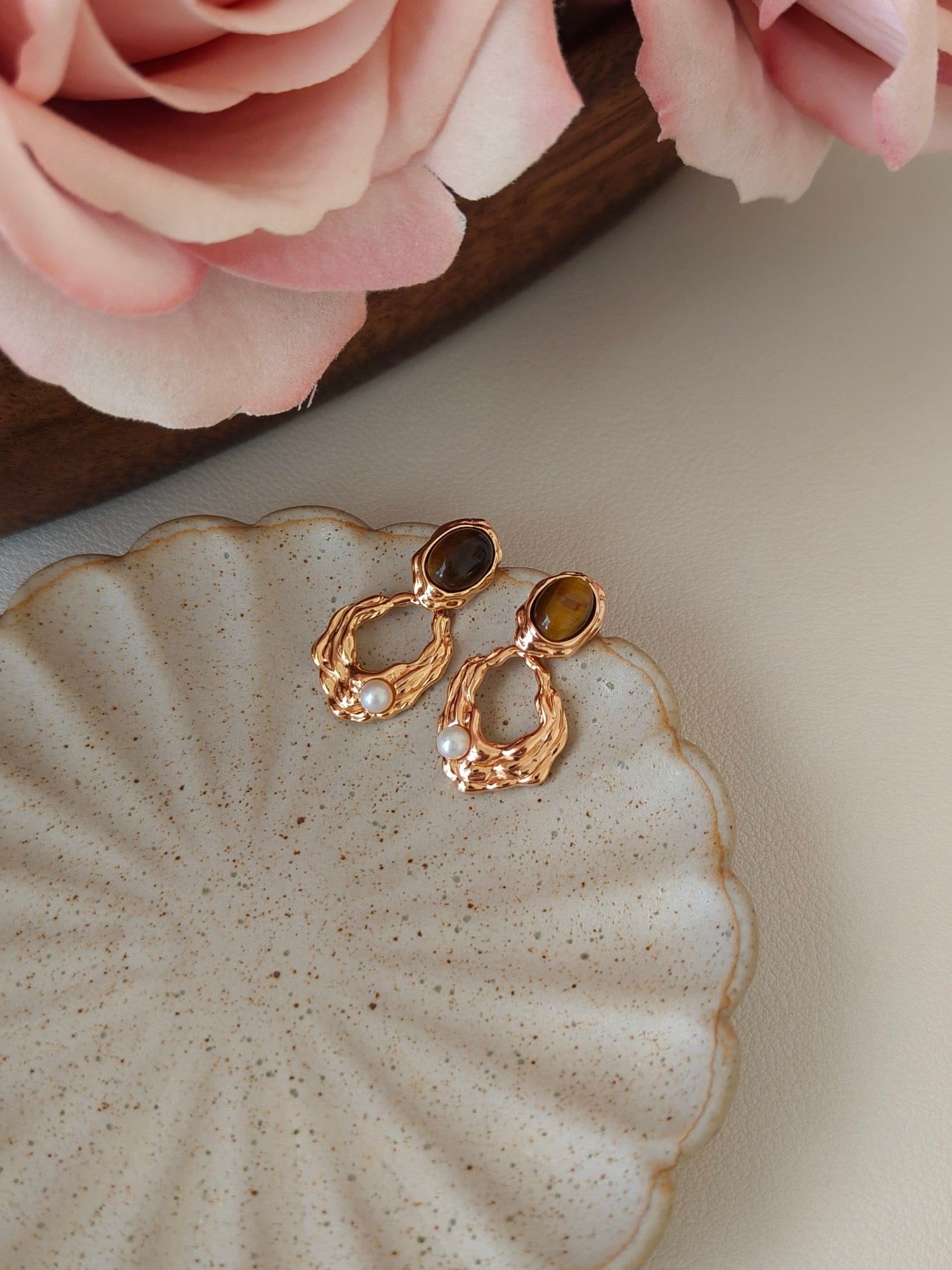 Tiger's Eye Stone Earrings