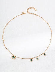 Minimalist Malachite Necklace for Women Natural Green Gemstone Jewelry