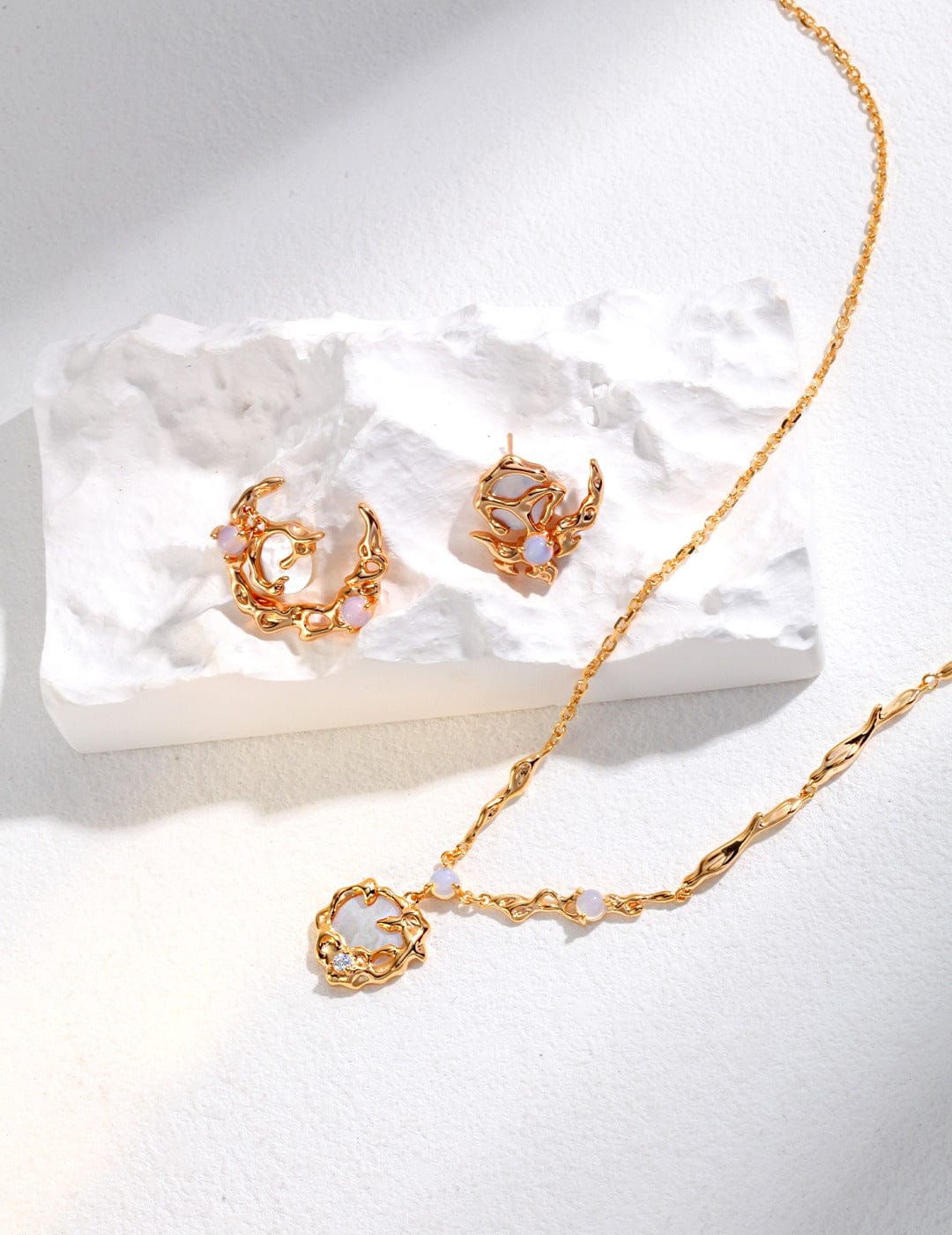 Moonstone & Pearl Jewelry Set for Women Elegant Moonlight Collection Gift